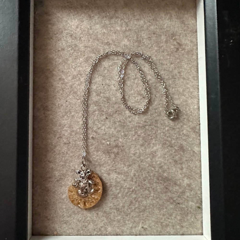 Ammonite fossil Dancing Bear necklace